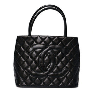 Caviar Quilted Medallion Tote Black